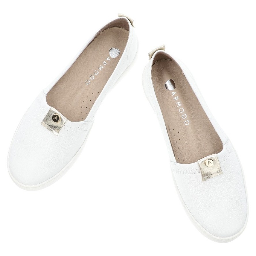 Białe Półbuty Armodo Stylowe Wsuwane Obuwie Damskie