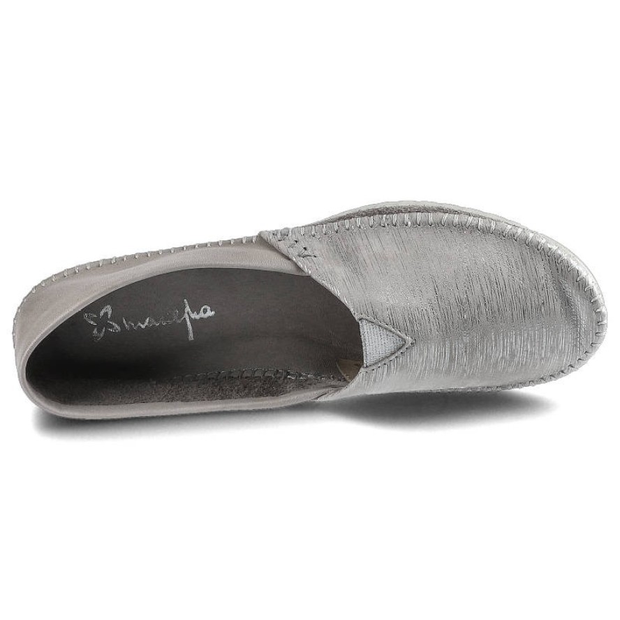 Szare Baleriny Maciejka Półbuty Damskie Ze Skóry