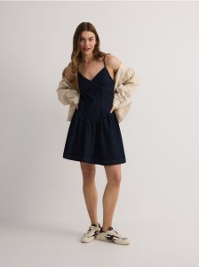 Jeansowa sukienka mini - granatowy