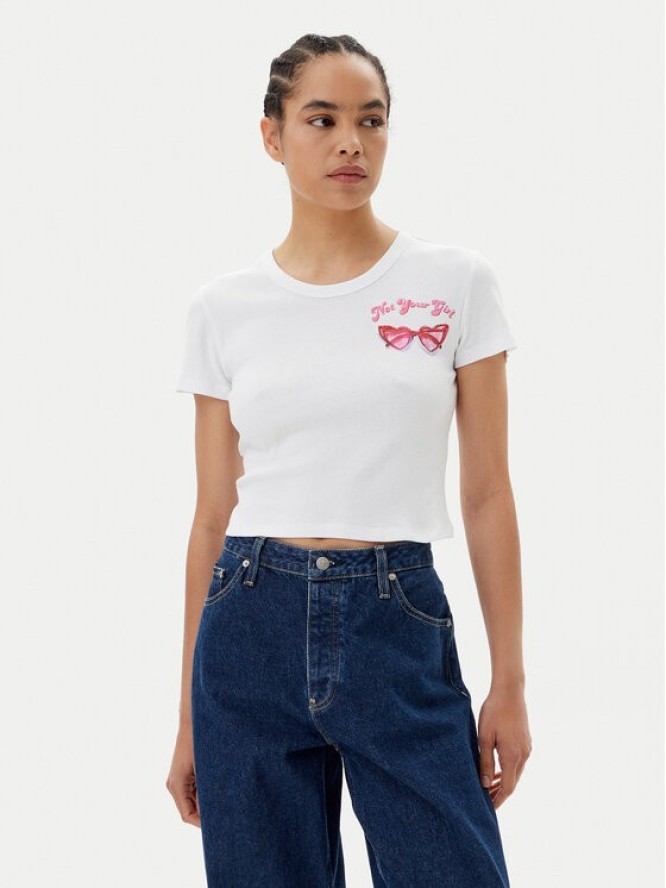 HUGO T-Shirt Delanor_2 50539132 Biały Cropped Fit