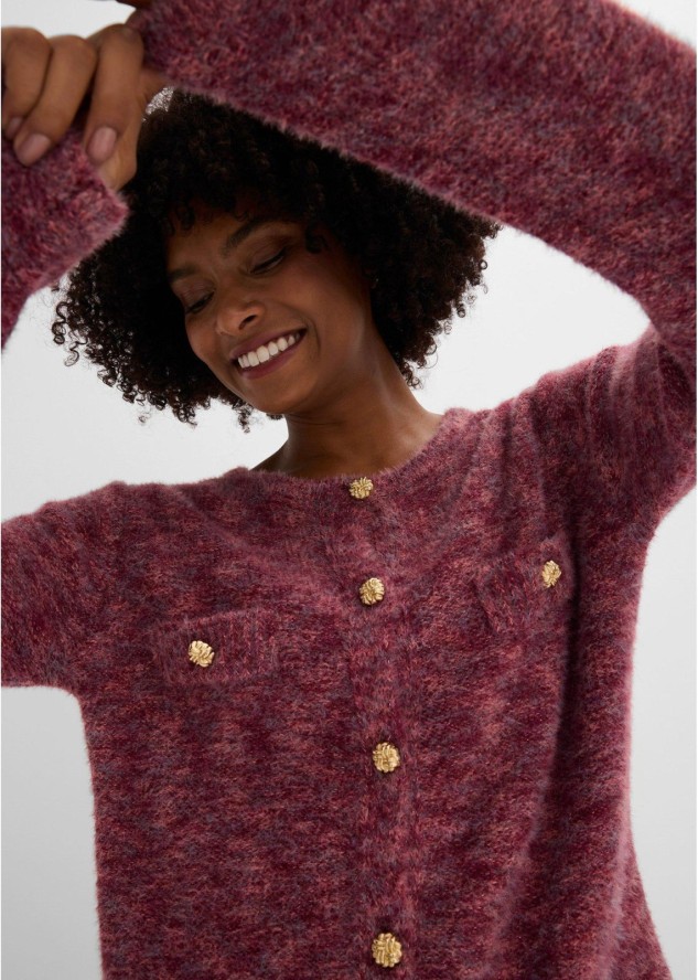 Sweter rozpinany z efektowną nicią