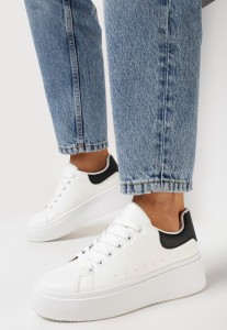 Biało-Czarne Sneakersy na Platformie Spoola
