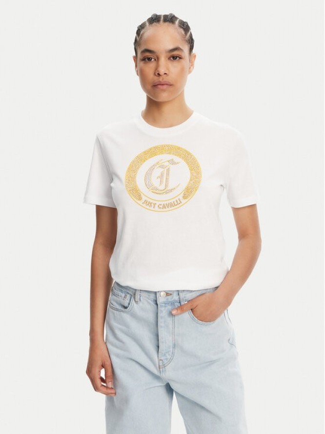 Just Cavalli T-Shirt 78PAHE13 Biały Regular Fit