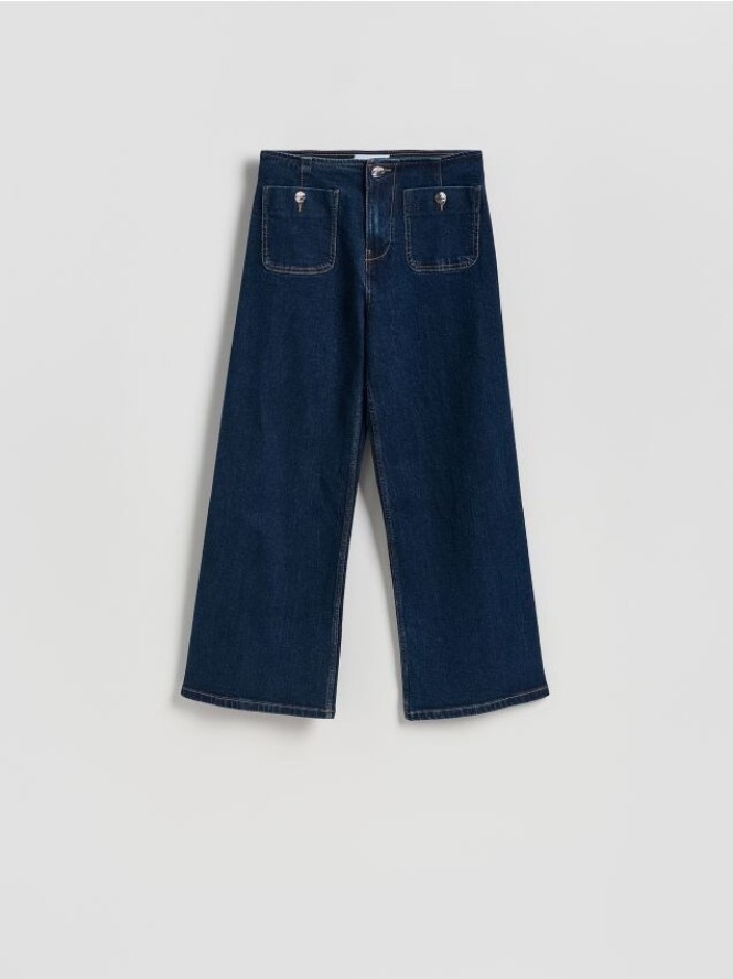 Jeansy culotte - granatowy