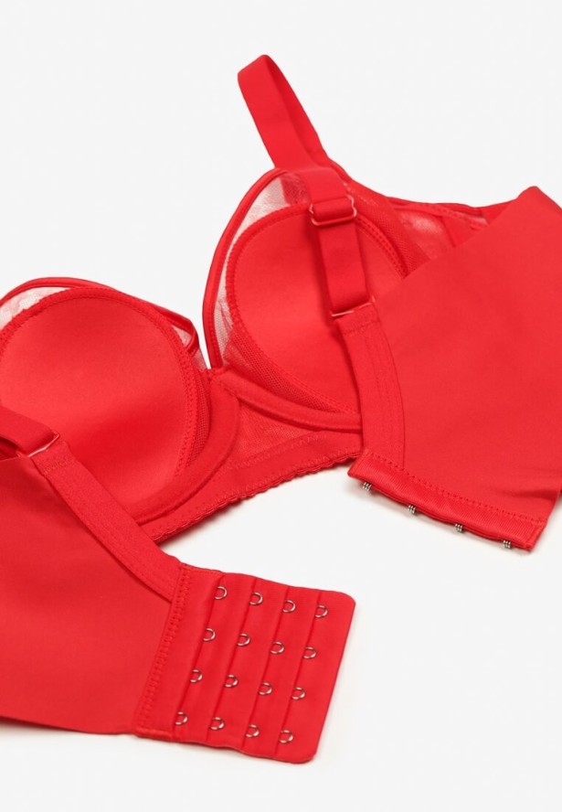 Czerwony Biustonosz z Transparentnymi Wstawkami i Regulowanymi Ramiączkami Zetida