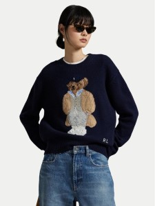 Polo Ralph Lauren Sweter 211972139001 Granatowy Relaxed Fit