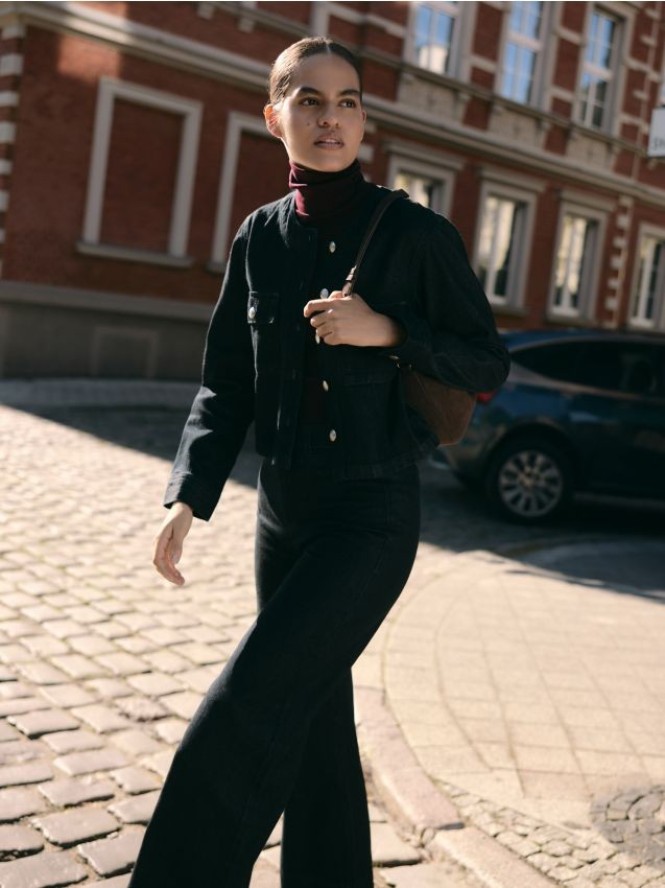 Jeansy wide leg z wysokim stanem - szary