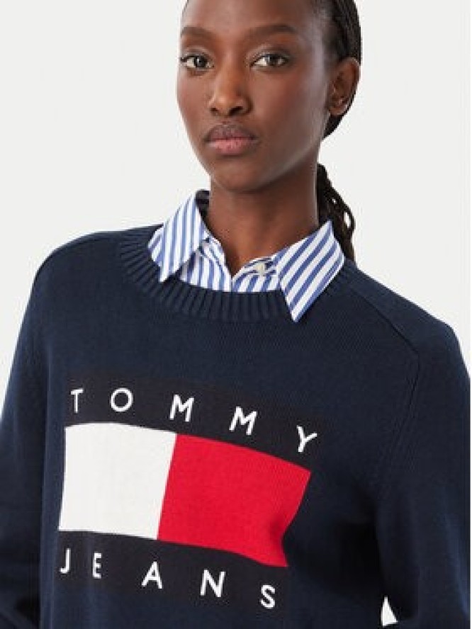 Tommy Jeans Sweter Flag DW0DW23450 Granatowy Regular Fit