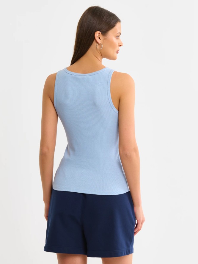 Koszulka damska na ramiączkach prążkowana błękitna Aurela 400