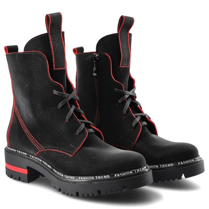 Czarne Botki Lemar Damskie Wygodne Obuwie