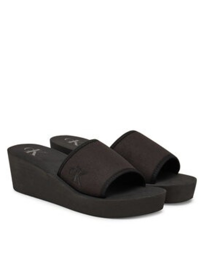 Calvin Klein Jeans Klapki Beach Wedge Slide Canvas YW0YW01725 Czarny