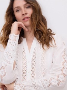 Koszula z koronkowymi wstawkami - biały