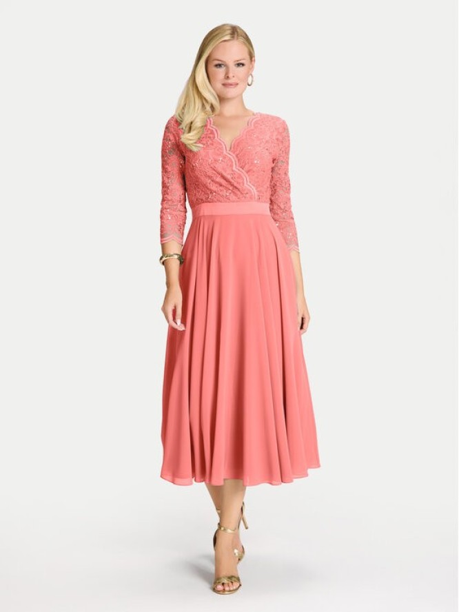 Swing Sukienka koktajlowa 5AE29100 Koralowy Regular Fit