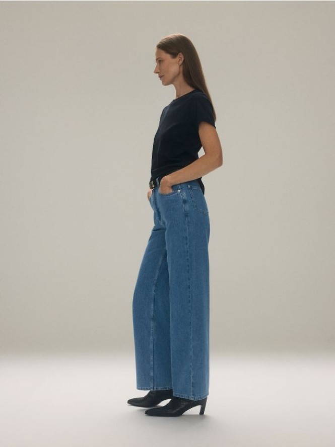 Jeansy wide leg - niebieski