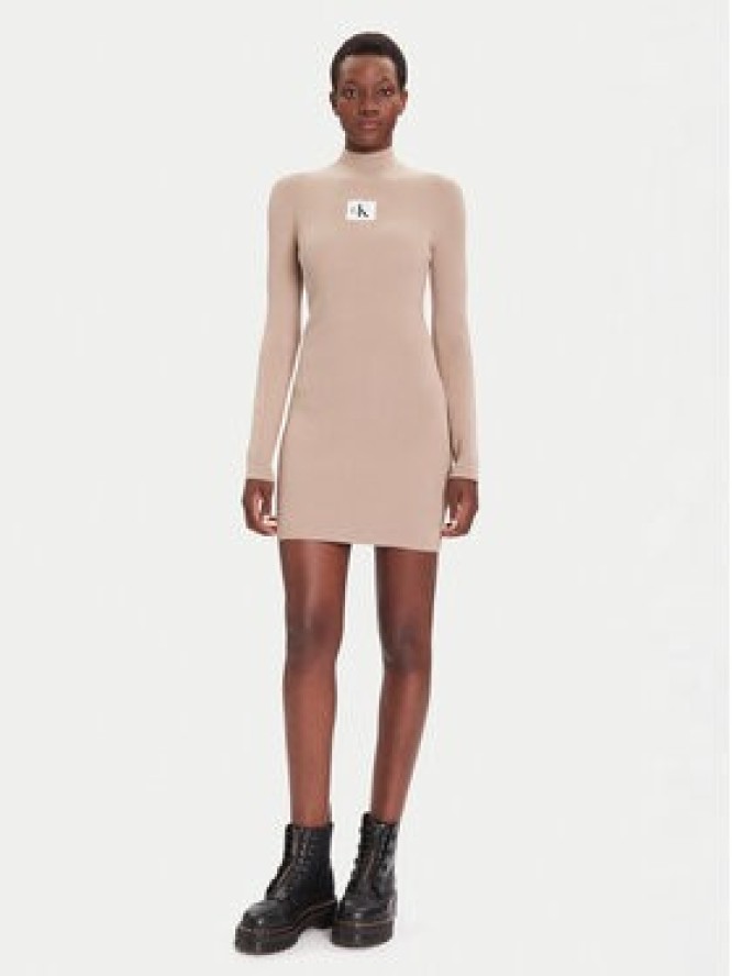 Calvin Klein Jeans Sukienka codzienna LV047D308G Beżowy Slim Fit