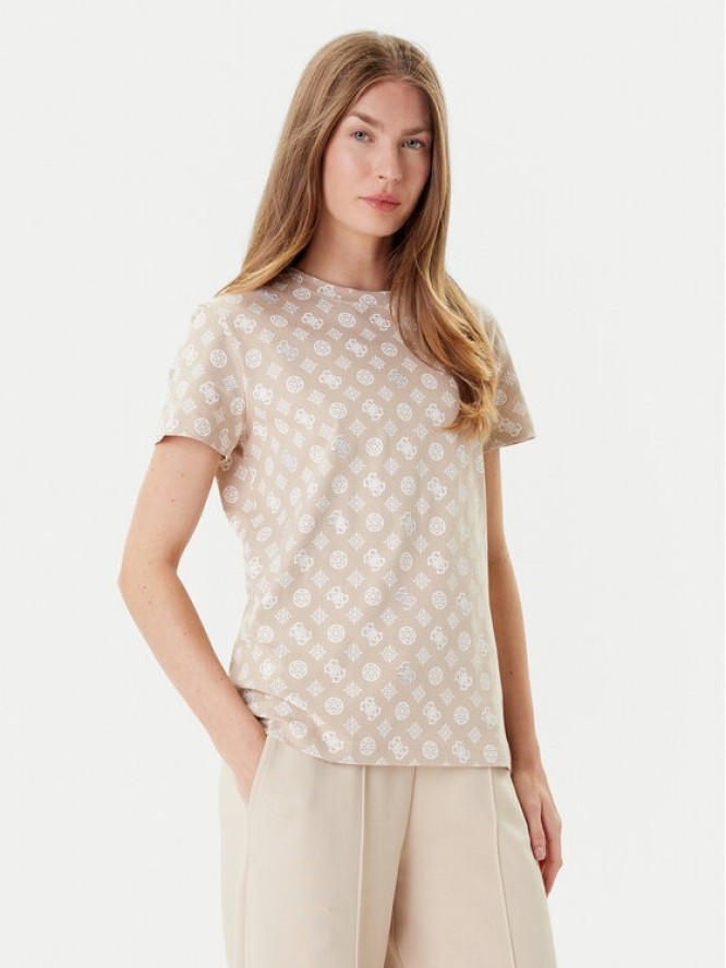 Guess T-Shirt V5YI04 I3Z14 Beżowy Regular Fit