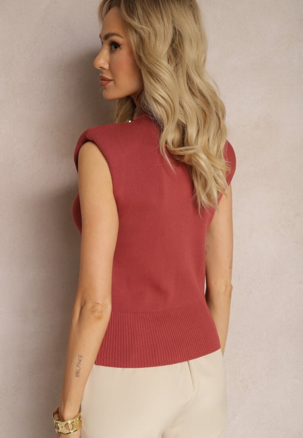 Bordowa Bluzka bez Rękawów z Łańcuchem Kathandra