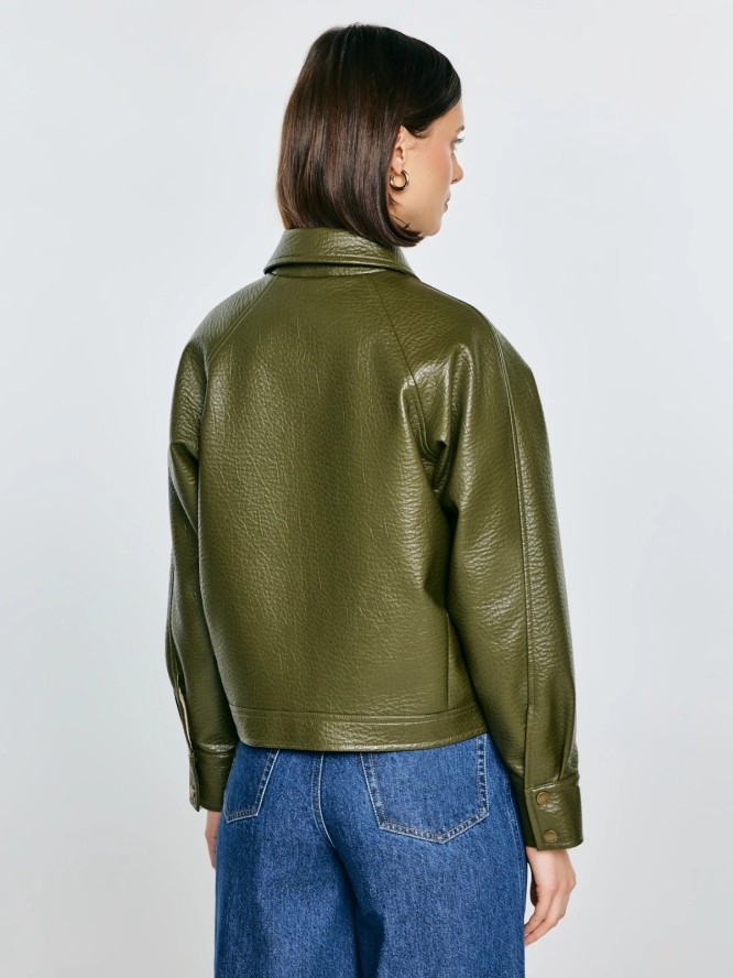 Kurtka damska ze skóry ekologicznej zielona Mackenzie 301