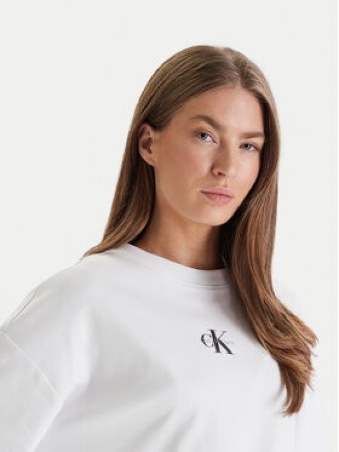 Calvin Klein Jeans Bluza Monologo LV047E211G Biały Oversize