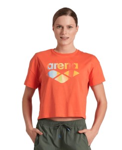 Koszulka damska top bawełniany sportowy okrągły dekolt Arena Crop Top