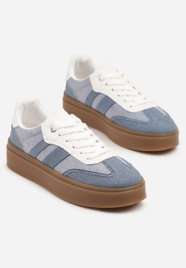 Niebieskie Sneakersy Tenisówki na Kauczukowej Podeszwie Ardisora
