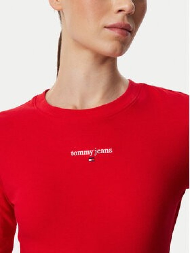 Tommy Jeans Bluzka Classic Logo DW0DW23248 Czerwony Slim Fit