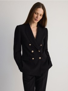 Dwurzędowa marynarka z dodatkiem wiskozy - czarny