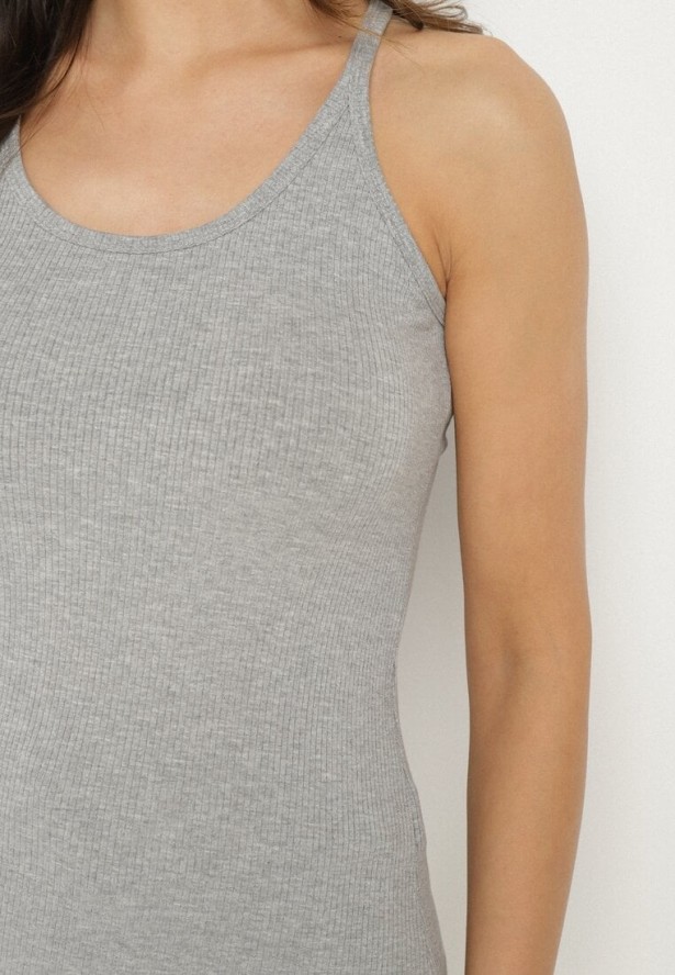 Szary Top z Prążkowanego Materiału Turine