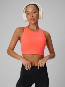4F Crop top do biegania szybkoschnący damski - pomarańczowy XL
