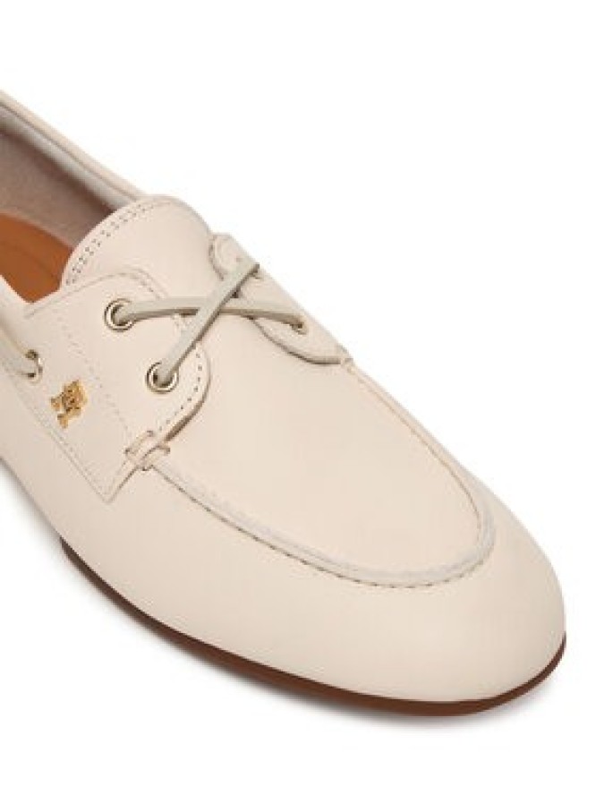 Tommy Hilfiger Półbuty Th Sleek Leather Boat Shoe FW0FW09148 Écru