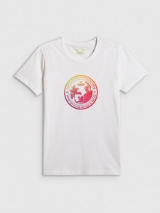 4F T-shirt regular z nadrukiem damski - biały XXL