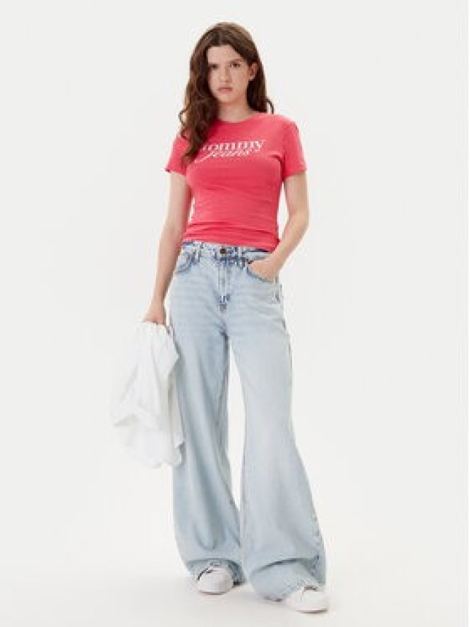 Tommy Jeans T-Shirt Essential DW0DW19447 Różowy Slim Fit