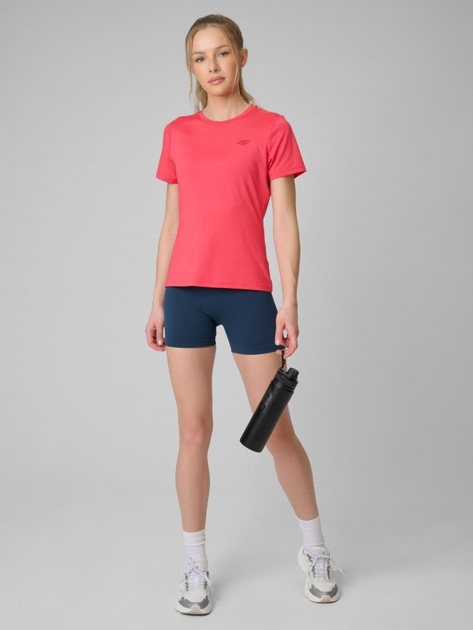 4F Koszulka treningowa regular szybkoschnąca damska - czerwona S
