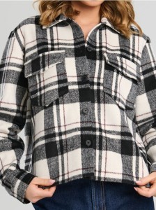 Kurtka koszulowa w kratę - czarny