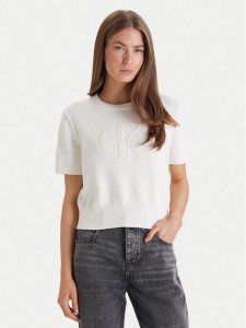 Calvin Klein Jeans Sweter Chunky LV044E306G Beżowy Regular Fit