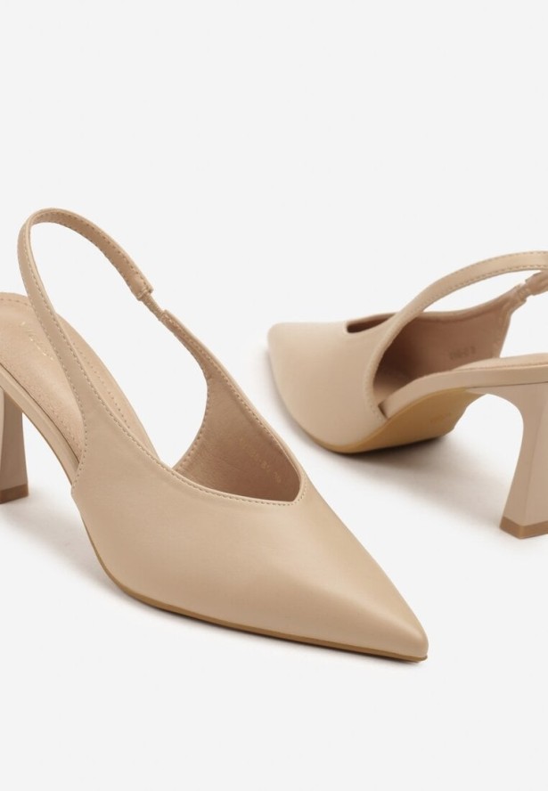 Ciemnobeżowe Czółenka Sandały Vices na Szpilce Slingback Kolliva