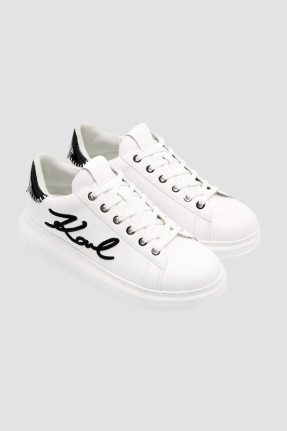 KARL LAGERFELD Białe damskie sneakersy skórzane Kapri Karl NFT Lo Lace, Rozmiar 37
