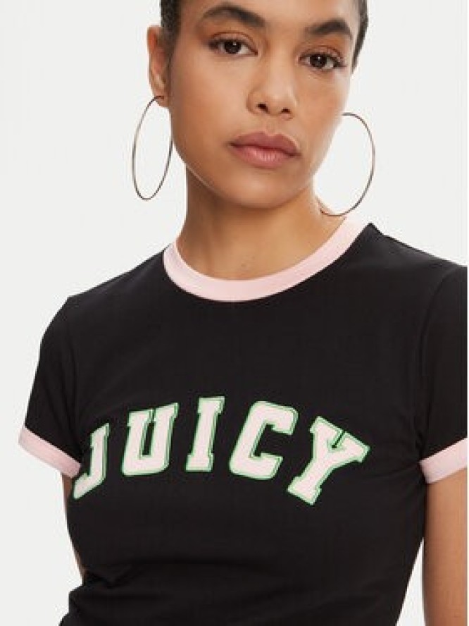 Juicy Couture T-Shirt Collegiate Ringer JCWCT125320 Czarny Slim Fit