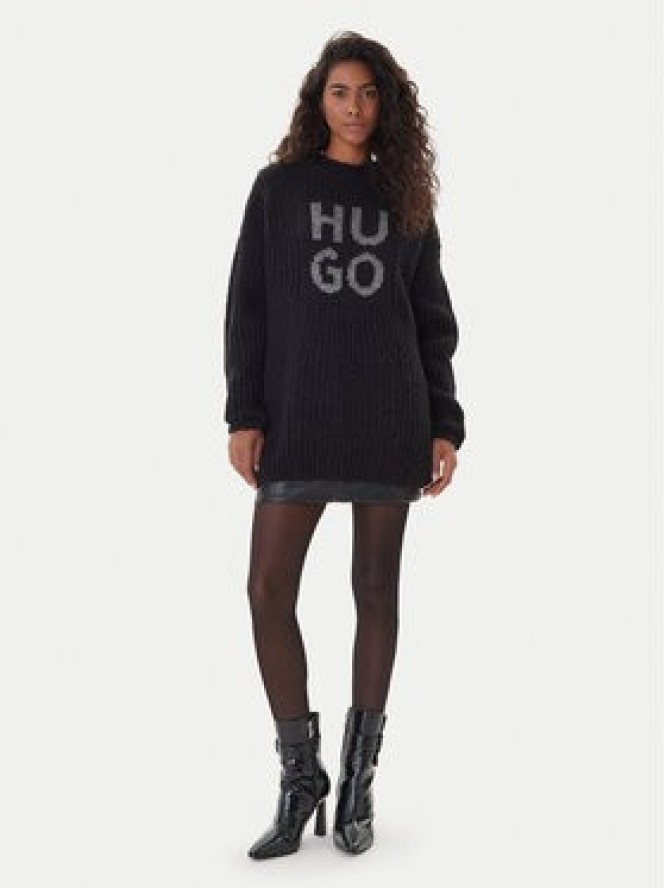 HUGO Sweter Sloguis 50548245 Czarny Oversize