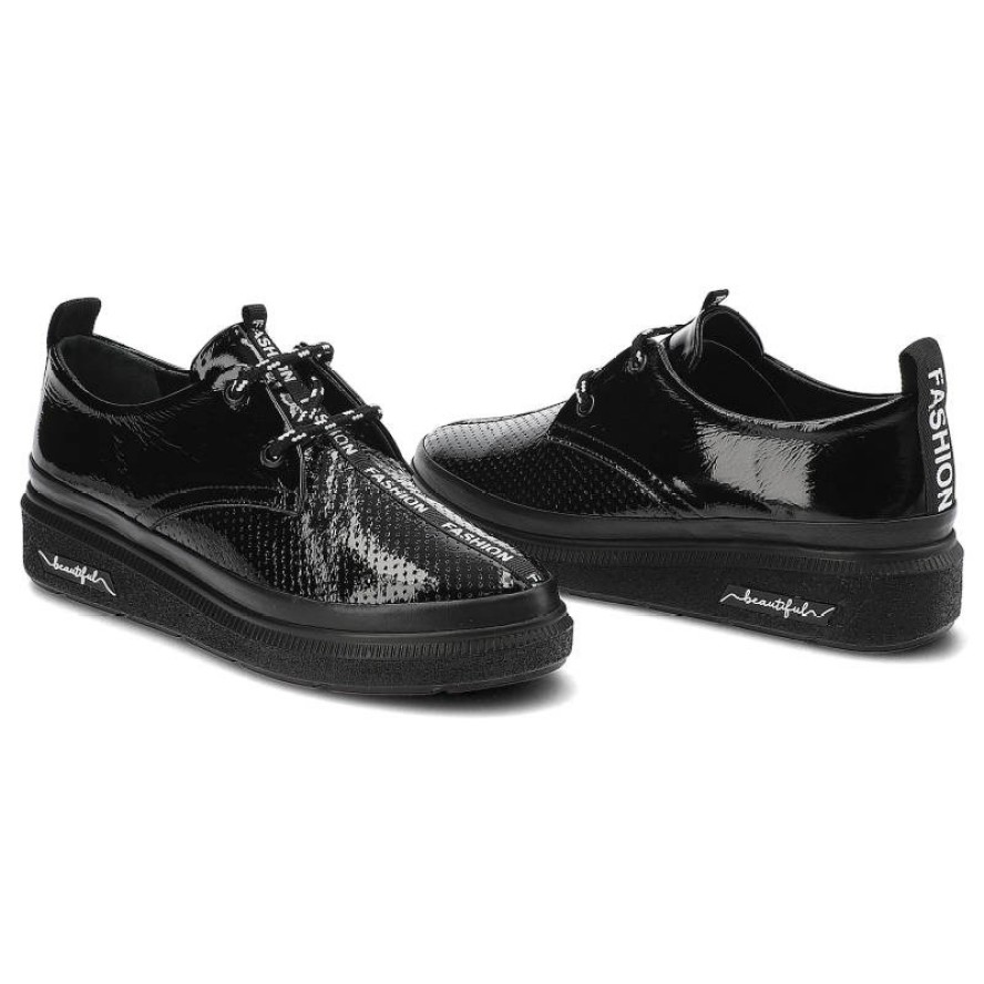 Czarne Półbuty Ravini Wygodne Buty Damskie