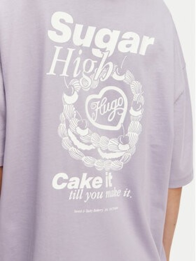 HUGO T-Shirt Tee 50560772 Fioletowy Oversize