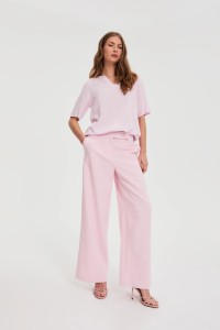 Garniturowe spodnie różowe