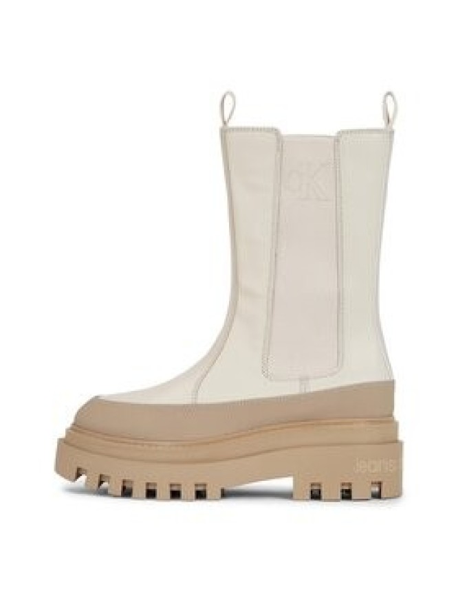 Calvin Klein Jeans Sztyblety Flatform Chelsea Boot Lth Wn YW0YW01111 Écru