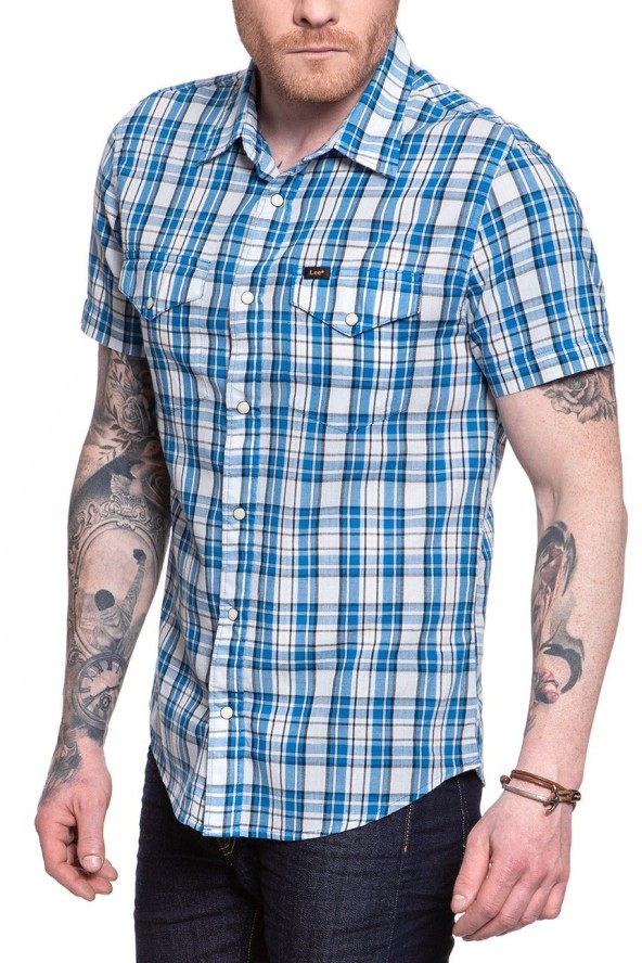 LEE LEE WESTERN SS SHIRT DIPPED BLUE L641CZLA 112115307