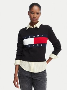 Tommy Jeans Sweter Flag DW0DW22930 Czarny Regular Fit