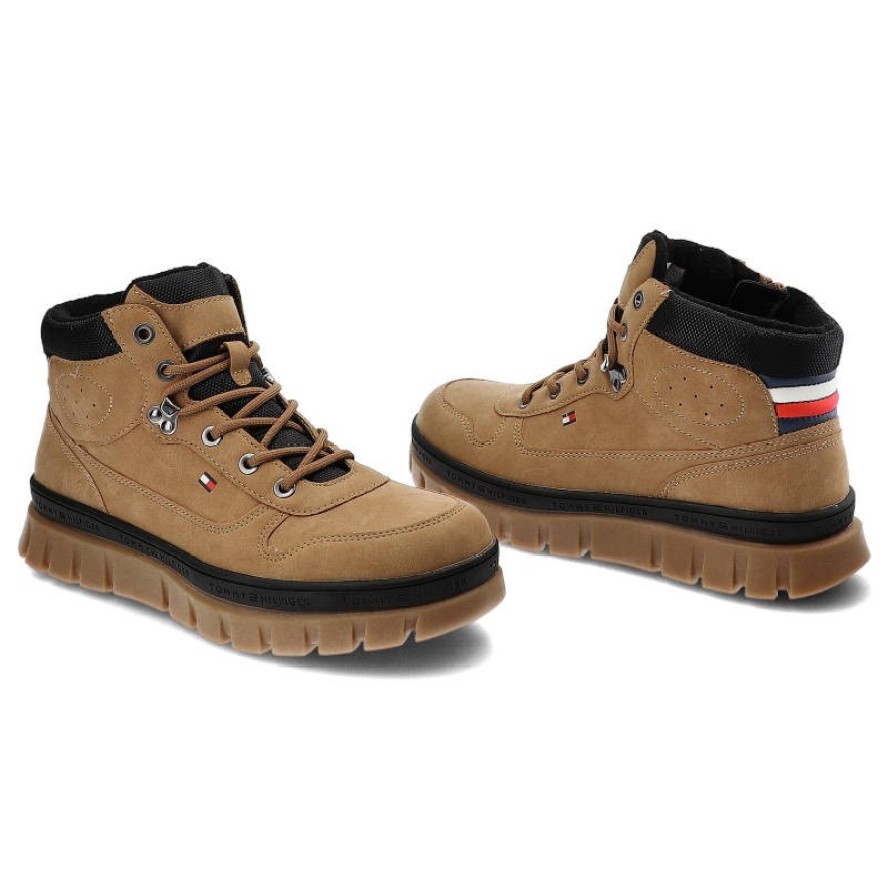 Brązowe Trapery Tommy Hilfiger Wygodne Buty Damskie