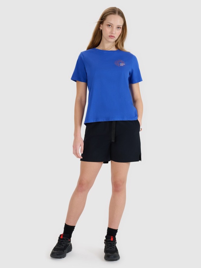 4F T-shirt regular z nadrukiem damski - niebieski XS