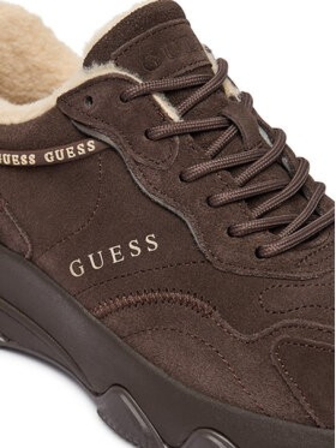 Guess Sneakersy FLFMI3 SUE12 Brązowy ciemny
