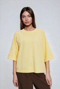 Bluza z krótkimi i szerokimi rękawami żółta