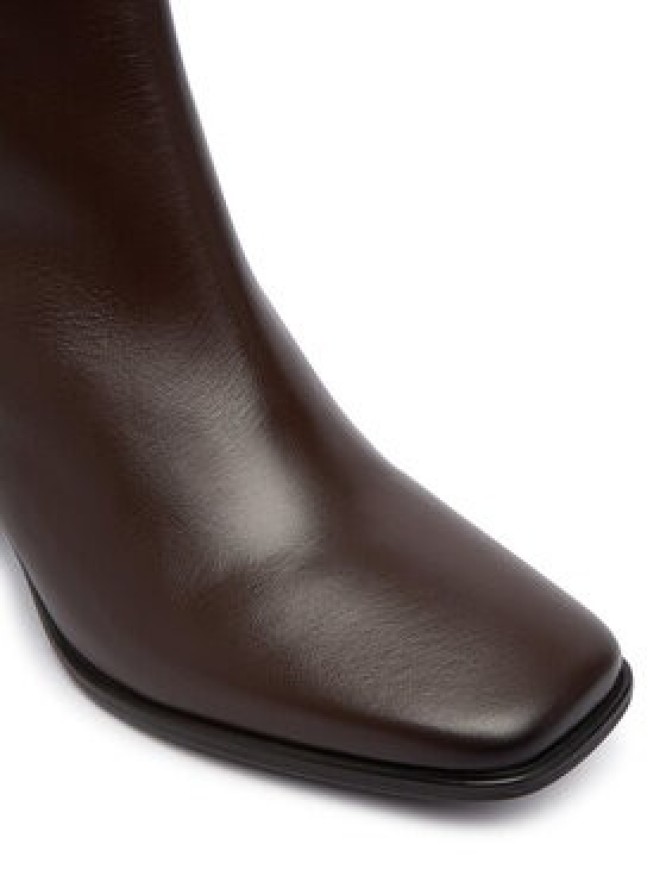 Tommy Hilfiger Botki Th Strap Leather Block Heel Boot FW0FW09488 Brązowy